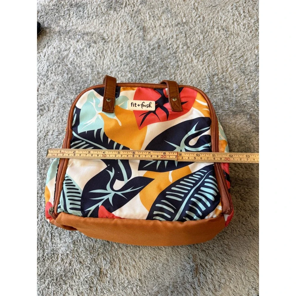 Fit + Fresh Womens Tropical Floral Insulated Lunch Tote One Size Multicolor Leaf